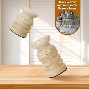 Elegante portavelas de mármol travertino redondo Diseño clásico de calidad premium Perfecto para la decoración del hogar de mármol blanco marrón natural - Product Image 2