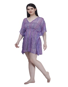 ชุดเดรสสั้นผ้าชีฟองพิมพ์ลายสำหรับชายหาดของผู้หญิงชุดคลุมว่ายน้ำบิกินี่คอวีคลุมชายหาดและชุดว่ายน้ำสำหรับผู้หญิง2025 - Product Image 2