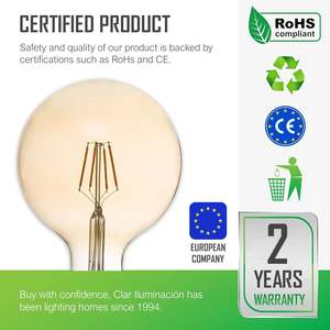 12W G125 LED Filament <b>Bulb</b> E27 Amber Tone for Home Decor - Product Image 2