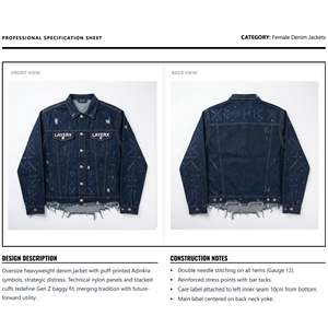 Veste en jean lourde personnalisée pour femme, avec appliques en tissu, patchwork croisé, strass, déchirée, style streetwear - Product Image 6