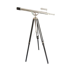 Support en bois antique avec télescope maritime à double baril sur trépied noir en finition chromée Artisanat nautique en métal de qualité supérieure - Product Image 1