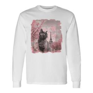 Camiseta de manga larga Parisian Cat con diseño promocional de gato en París - Product Image 1