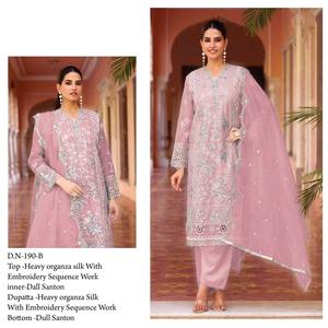 Traje paquistaní de lujo en seda Organza pesada con bordado exquisito y trabajo de secuencia perfecto para fiestas de boda ropa festiva - Product Image 2