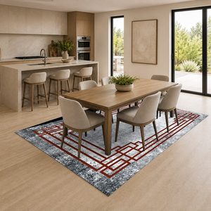 Tapis de salon LXDP-0839 gris argenté traditionnel oriental imprimé numériquement, lavable en machine, en chenille, antidérapant, vente en gros - Product Image 4
