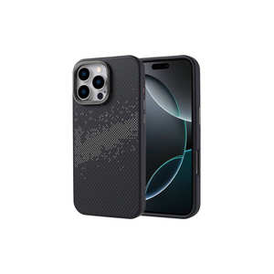 Étui de luxe Netzy SAFA Vave en fibre de carbone pour iPhone 16 Pro Max compatible MagSafe, rectangulaire, électroplaqué, protection renforcée - Product Image 1