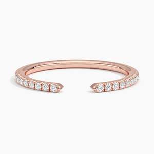 Anillo de Diamantes AURALUXURIA Sia con Media Cobertura, 1/8 Ct Tw en Oro Rosa de 14K, Anillo de Lujo para Mujer, Certificado IGI - Product Image 1
