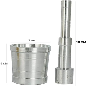 Juego de mortero de aluminio de 18 cm de altura, Kg 0,44, resistente a la corrosión, jengibre, ajo, hierba, especias, molinillo de mano para cocina de Metal - Product Image 2
