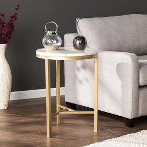 Elegant metal side <b>table</b> with glass top perfect for displaying plants <b>books</b> or <b>decorative</b> pieces - Product Image 3