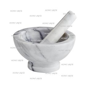 Mortero de Mármol Blanco con Diseño Maravilloso y Mortero para Especias, Forma Personalizada Hexagonal para Triturar y Moler - Product Image 4