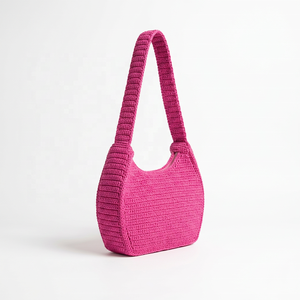 Crochet <b>Raffia</b> Handmade Geometric Pattern Shoulder Bag Woven <b>Tote</b> with Polyester Lining for Daily Use Fashion Travel & Portable - Product Image 2