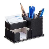Organisateur de bureau en cuir 3-en-1 pour la maison et le bureau, avec étui à stylos, rangement pour fournitures de bureau et design classique fait main