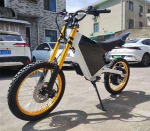 Bicicleta Eléctrica de Montaña con Marco de Acero de 75 Ah, Motor de 8000 W/12000 W/15000 W, 72 V, con Batería Integrada y Llantas Doradas en Stock - Product Image 1