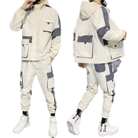 Ensemble de vêtements de sport décontractés pour hommes grande taille, avec logo personnalisé, sweat à capuche zippé et pantalon de jogging, respirant, écologique, réversible, idéal pour l'été
