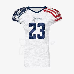 Nouveau maillot de football américain personnalisé avec logo/nombre d'équipe nationale cousu, impression par sublimation, t-shirt d'entraînement de football - Product Image 1