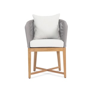Chaise de salle à manger extérieure en bois de teck de style minimaliste avec corde adaptée aux chaises de restaurant, à la villa d'hôtel et au bar - Product Image 2