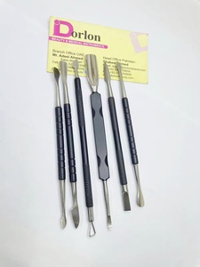 Double-Ended Stainless Steel Nail Spoon Pusher Black Cuticle Pusher for Natural Nail <b>Gel</b> Polish <b>Remover</b> Manicure Pedicure Dirt - Product Image 2