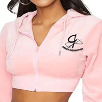 Ensemble de survêtement crop top à capuche pour femme 2025, 100 % coton écologique, coupe ajustée, motif uni, personnalisable, marque privée