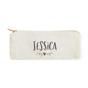 Portable Personalized Name <b>Mini</b> Heart Pencil Case with Travel Pouch Featuring Letter Pattern - Product Image 1