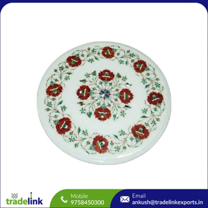 Modern Intricate Lattice Inlay <b>Marble</b> Coffee <b>Table</b> with Durable Glass Easy Assembly for Home Living Room Furniture - Product Image 5