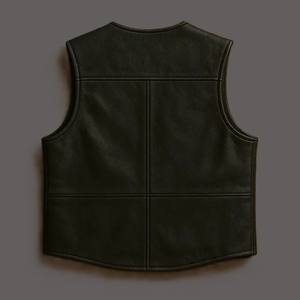 เสื้อกั๊กหนังแท้สีดำทำมือ สไตล์คาวบอยไบค์เกอร์ลำลองสำหรับฤดูหนาว คุณภาพพรีเมียม รุ่น Western Champ King - Product Image 5