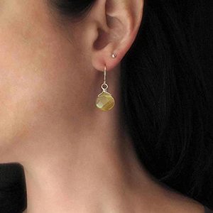 ต่างหูรูปหัวใจซิทรีนสุดคลาสสิกทรงหยดน้ำและก้านชุบทองแบบคลาสสิกมีการตั้งค่าให้เป็นของขวัญที่สมบูรณ์แบบ - Product Image 6