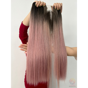 Produits de haute qualité couleur Ombre 55 55 55 cm avec fermeture à lacet 2X4 à partir de cheveux raides en os vietnamien brut au meilleur prix vente en gros - Product Image 4