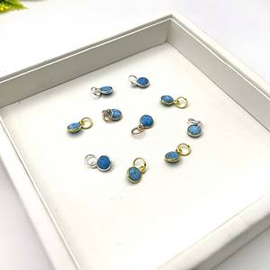 จี้พลอยเทอร์ควอยส์ทรงกลมขอบ6มม. สเตอร์ลิงเงินแฮนด์เมดสร้อยคอเสน่ห์แฮนด์เมดเครื่องประดับของขวัญทำมือ - Product Image 6