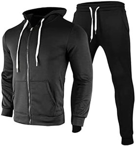 Ensemble de survêtements de jogging deux pièces de luxe pour hommes Polyester Coton Matériau respirant Fermeture à glissière Imprimé Design Hiver - Product Image 1