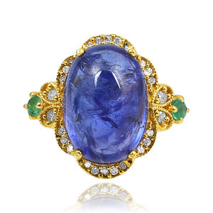 แหวนชุบทองหรูหราคลาสสิก925เงินสเตอร์ลิงสีฟ้าควอตซ์เพทายแหวนหินหลายแบบอัญมณีสไตล์วินเทจเครื่องประดับงานแต่งงาน - Product Image 5