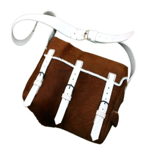 <b>Vintage</b> Cowhide Leather Hunting Backpack Crossbody Saddle Bag Reproduction Napoleonic <b>French</b> Cowhide Backpacks - Product Image 4