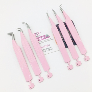 Pinzas de pestañas rosas de muñeca profesional Punta dentada para extensión de pestañas Opción de logotipo personalizado Pinzas de visón de color personalizado - Product Image 5