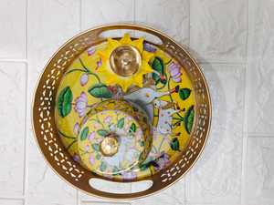 ชุดถาดวัวตกแต่งด้วยโหลทองเหลืองและที่วางดอกบัวการตกแต่งบ้านวินเทจและชุดโต๊ะของขวัญตามเทศกาล - Product Image 3