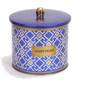 3.5L Seamless Pattern Design Geometric Lines Blue Background 175x155mm Metal round Canister Knob Handle Food <b>Storage</b> & <b>Container</b> - Product Image 1