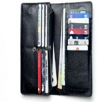 Dompet Panjang Kulit Asli Motif Kulit Buaya dengan Kantong Ponsel Tahan Air 7 Inci untuk Pria