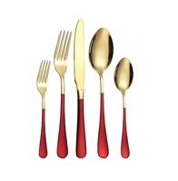 Ensemble de couverts modernes écologiques en acier inoxydable avec manches en résine, résistant au lave-vaisselle et durable, cuillère à dessert argentée pour fête
