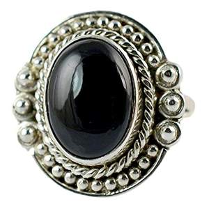 Navya Craft 925 Sterling Silver Women's Ring Black Onyx Size 4 for Christmas Anniversary Birthday Valentine's Day Gift for <b>Wife</b> - Product Image 1