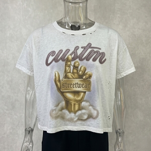 T-shirt Oversize Boxy in Cotone 100% Personalizzata con Stampa DTG, Collo e Polsini a Taglio Vivo, Lavaggio Acido Effetto Usurato - Product Image 4