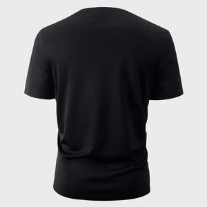 Ropa de verano de manga corta de Color negro personalizada, camisetas informales en blanco para hombre, camisetas 100% de algodón con cuello redondo para gimnasio, ropa para hombre - Product Image 2