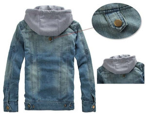 Veste en jean décontractée pour homme, élégante, légère, vêtement d'extérieur tendance, streetwear, fermeture éclair, design moderne - Product Image 4