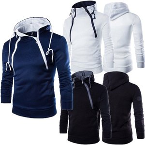 Sweat-shirts à col zippé pour hommes, personnalisés, automne, haute qualité, polyester/coton, gaufré 3D, teint uni - Product Image 6