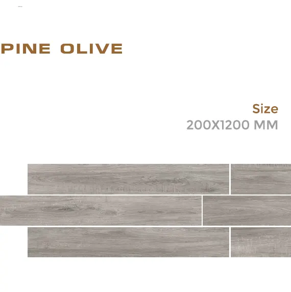 Premium Quality Wooden Planks tiles in 200x1200mm Porcelain wood look planks in "Pine Olive" for House floor by Novac Ceramic