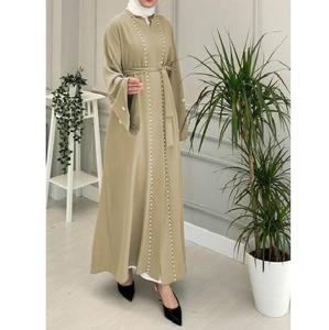 Dubai Fancy Designer Abaya 2024 Kaftan Turc Modeste Vêtements Islamiques Dubai Élégant Brillant Soie Ouvert Abaya Femmes Robe Musulmane - Product Image 4