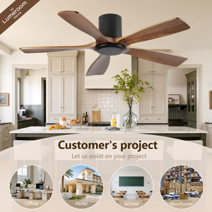 60 Inch Modern Ceiling <b>Fan</b> No Light Minimalist Wood Ceiling <b>Fan</b> Quiet DC Motor Remote <b>Control</b> for Great Room - Product Image 3