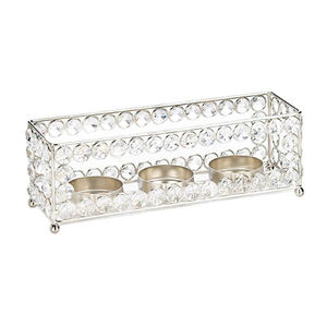 Bougeoir votif rectangulaire luxueux en cristal et métal parfait pour la décoration d'hôtel de mariages et les présentoirs de bougies élégants - Product Image 1