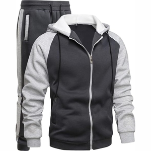 Ensemble survêtement sport en molleton respirant en coton uni décontracté pour homme avec logo personnalisé, 2 pièces, jogging et sweat-shirt - Product Image 5