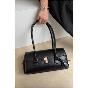 Bolso de Mano de Piel Sintética para Mujer, Bolso de Hombro con una Sola Correa, Forro de Poliéster, Cierre de Cremallera, Negro - Product Image 1