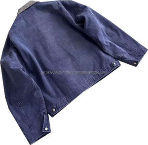 Veste de travail courte unisexe surdimensionnée, style hiver, doublure matelassée, design personnalisé, effet vieilli, en tissu duck, avec fermeture éclair - Product Image 4