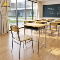 Muebles Escolares Directo de Fábrica, Juego de Mesa y Silla para Aula con Estructura Metálica Resistente