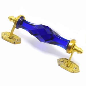มือจับประตูตู้ทองเหลืองทำจากแก้วคริสตัลสีฟ้าสไตล์โมเดิร์นสไตล์อเมริกันสำหรับตู้เสื้อผ้าลิ้นชักห้องครัวห้องนอนห้องน้ำ - Product Image 1