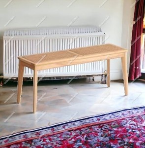 Bambou Rotin Bois Patio En Bois Extérieur Jardin Mini Portable Bambou Parc Banc Fabriqué À La Main Long Ottoman Os Incrustation Console - Product Image 2